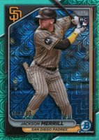 2024 Bowman Chrome Mega Box #27 Jackson Merrill Aqua Refractor Baseball Card