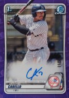 2020 Bowman Chrome Prospect Autographs #CPAAC Antonio Cabello Purple Refractor Baseball Card