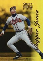 1996 Select Certified #7 Chipper Jones Mirror Gold Baseball Card