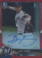 2018 Bowman Draft Chrome Draft Picks Autographs #CDABT Brice Turang Red Refractor Baseball Card