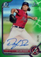 2022 Bowman Chrome Prospect Autographs #CPADD Dylan Dodd Green Refractor Baseball Card