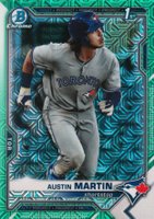 2021 Bowman Mega Box Chrome #BCP87 Austin Martin Green Refractor Baseball Card