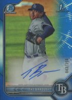 2022 Bowman Chrome Prospect Autographs #CPATB Taj Bradley Blue Refractor Baseball Card