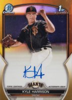 2023 Bowman Chrome Prospect Autographs #CPAKH Kyle Harrison Gold Refractor Baseball Card