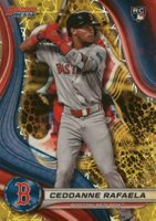 2024 Bowman's Best #14 Ceddanne Rafaela Yellow Lazer Baseball Card