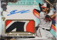 2023 Topps Inception Inception Autograph Patch #IAPGH Gunnar Henderson Aqua Baseball Card