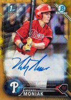 2016 Bowman Draft Chrome Draft Picks Autographs #CDAMM Mickey Moniak Gold Wave Refractor Baseball Card