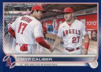 2022 Topps Update #US115 Mike Trout/Shohei Ohtani Royal Blue Baseball Card