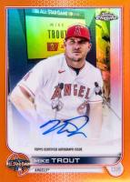 2022 Topps Chrome Update 2022 All-Star Game Chrome Autograph #MT Mike Trout Orange Refractor Baseball Card