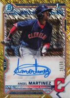 2021 Bowman Chrome Prospect Autographs #CPAAMA Angel Martinez Gold Shimmer Refractor Baseball Card