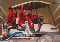 2018 Topps Update #US158 Justin Upton/Mike Trout/Shohei Ohtani Gold Baseball Card