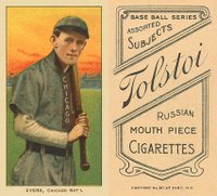 1909 White Borders Tolstoi #167 Johnny Evers Batting-Chicago On Shirt Baseball Card