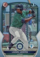 2023 Bowman 1st Edition #BPPF58 Lazaro Montes Sky Blue Foil Baseball Card