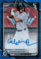 2024 Bowman Draft Chrome Prospect Autographs #CPACBO Caleb Bonemer Blue Wave Baseball Card