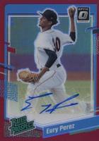2023 Panini Donruss Optic Rated Prospect Signatures #RPSEP Eury Perez Red Baseball Card