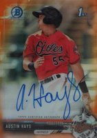 2017 Bowman Chrome Prospect Autograph #AH Austin Hays Orange Refractor Baseball Card