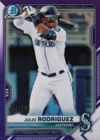 2021 Bowman Chrome Prospects #BCP86 Julio Rodriguez Purple Refractor Baseball Card