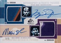 2002 SP Game Used Autographed Authentic Patches Dual #MJMGAP Jordan/Johnson Basketball Card