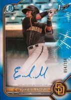 2022 Bowman Chrome Prospect Autographs #CPAEA Euribiel Angeles Blue Refractor Baseball Card