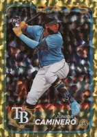 2024 Topps #628 Junior Caminero Yellow Crackle Foil Board Baseball Card