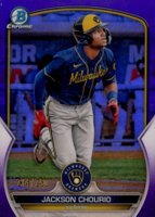 2023 Bowman Chrome Prospects #BCP76 Jackson Chourio Purple Refractor Baseball Card