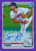 2020 Bowman Draft Chrome Draft Picks Autographs #CDASS Spencer Strider Purple Refractor Baseball Card