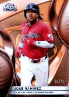 2025 Topps Chrome Black #133 Jose Ramirez Orange Refractor Baseball Card