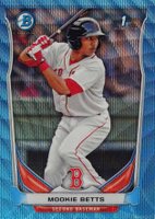 2014 Bowman Prospects  #BCP109 Mookie Betts Chrome-Blue Wave Refractor Baseball Card
