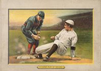 1911 Turkey Reds #49 A Close Play At Second Checklist Back Baseball Card