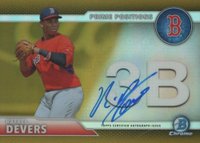 2016 Bowman Chrome Prime Position Autographs #PPARD Rafael Devers Gold Baseball Card