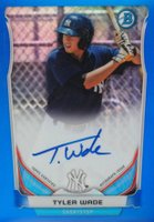 2014 Bowman Prospect Autograph #TW Tyler Wade Chrome-Blue Refractor Baseball Card