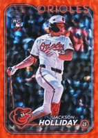 2024 Topps Update #US50 Jackson Holliday Orange Crackle Foil Board Baseball Card