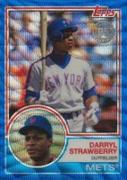 2018 Topps Silver Pack 1983 Chrome Promo #71 Darryl Strawberry Blue Wave Refractor Baseball Card