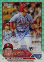 2023 Topps Chrome Rookie Autograph #RANGO Nolan Gorman Aqua Wave Baseball Card