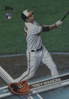 2017 Topps Update #US227 Trey Mancini White Jersey-Rainbow Foil Baseball Card