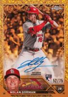 2023 Topps Gilded Collection Topps Chrome Gold Etch Autographs #CGANG Nolan Gorman Yellow Baseball Card