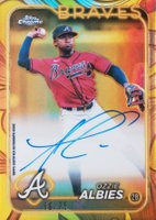 2024 Topps Gilded Collection Topps Chrome Gold Autographs #CGAOA Ozzie Albies Yellow/Gold Baseball Card