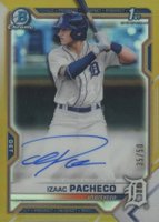2021 Bowman Draft Chrome Draft Pick Autographs #CDAIP Izaac Pacheco Gold Refractor Baseball Card