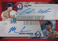 2018 Bowman Chrome Draft Recommended Viewing Dual Autograph #RVAWL Cole Winn/Matthew Liberatore Chrome-Red Refractor Baseball Card