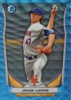 2014 Bowman Prospects  #BCP73 Jacob DeGrom Chrome-Blue Wave Refractor Baseball Card