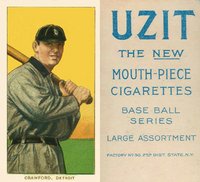 1909 White Borders UZIT #112 Sam Crawford Batting Baseball Card