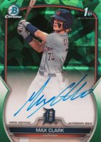 2023 Bowman Draft Sapphire Edition Chrome Prospect Autographs #CDAMC Max Clark Green Baseball Card