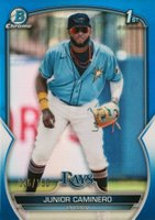 2023 Bowman Chrome Prospects #BCP61 Junior Caminero Blue Refractor Baseball Card