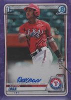 2020 Bowman Chrome Prospect Autographs #CPABL Bayron Lora Purple Refractor Baseball Card