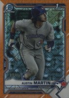2021 Bowman Mega Box Chrome #BCP87 Austin Martin Orange Refractor Baseball Card