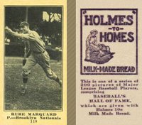 1916 Holmes for Homes Bread #110 Rube Marquard Baseball Card