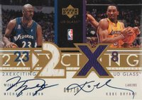 2002 Upper Deck Glass 2 Exciting Dual Jersey Autographs #MJ/KB Kobe Bryant/Michael Jordan Basketball Card