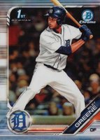 2019 Bowman Draft #BDC50 Riley Greene Chrome-With Bat-Refractor Baseball Card