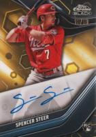 2023 Topps Chrome Black Autograph #SST Spencer Steer Gold Baseball Card
