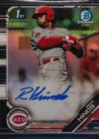 2019 Bowman Draft Chrome Draft Picks Autograph #CDARH Rece Hinds Black Refractor Baseball Card